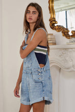 Light Denim Front bib pocket Rolled Hemlines Denim Overalls