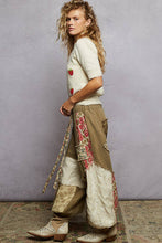 Dried Herb Double gauze patchwork contrast patch woven POL pants