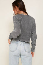 Charcoal Cropped Mineral Wash Distressed Sweater