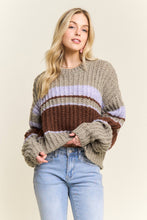 Olive Multi Striped Crew Neck Sweater