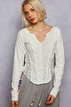 Ivory Round neck long sleeve outseam solid lace POL top