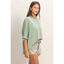 Sage Green Relaxed High-Low Batwing Sleeve Top