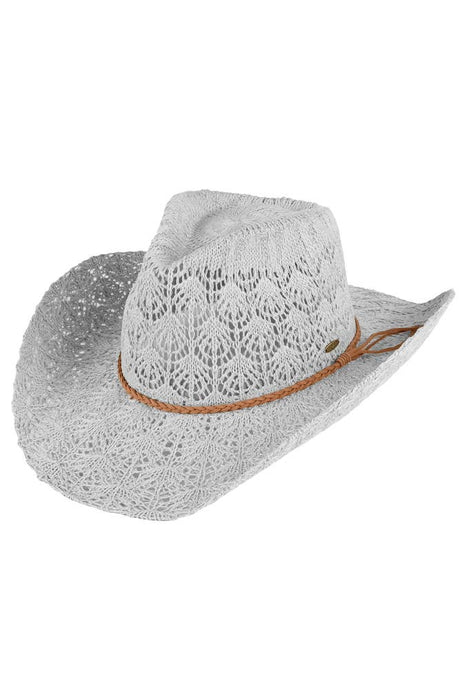 Light Grey C.C Horseshoe Lace Knitting Cowboy Hat