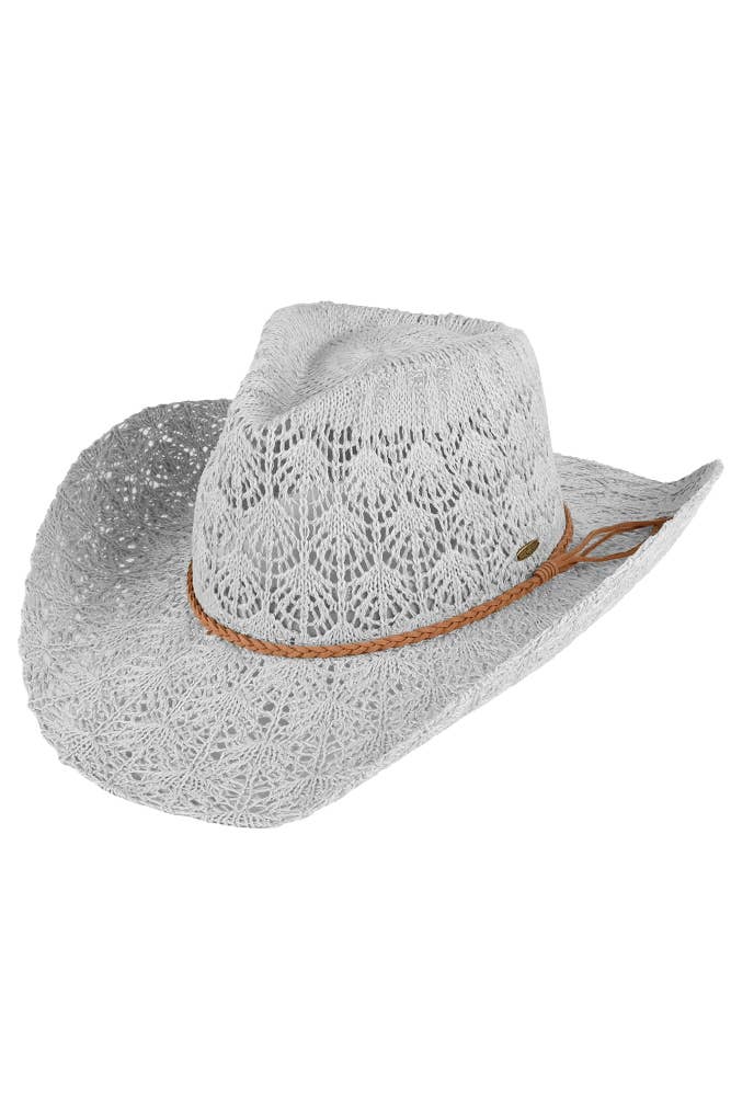 Light Grey C.C Horseshoe Lace Knitting Cowboy Hat