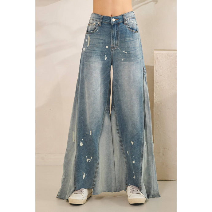 Denim Washed Bleached Wide Leg Oli+Hali Jeans