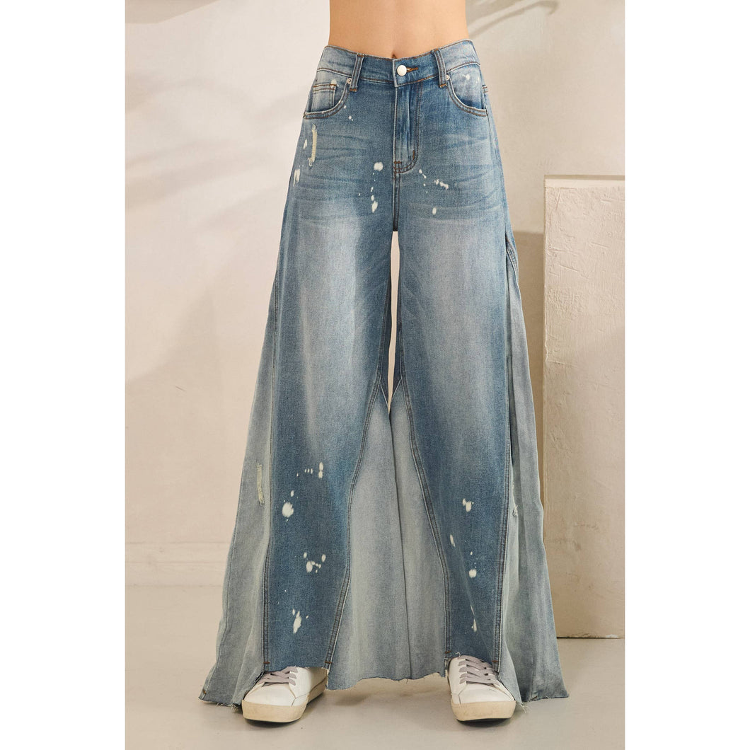 Denim Washed Bleached Wide Leg Oli+Hali Jeans