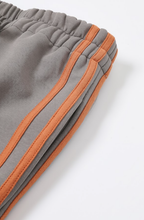 Dark Grey Orange Ruffled Hem Wide Pants