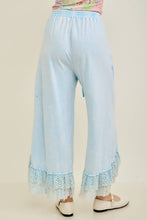 Baby Blue Mineral Washed Lace Ruffles Cropped J.Her Pants