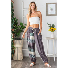 Navy Washed Mixed Print Wide Leg Oli&Hali Pants