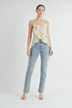 Gold Metallic Asymmetrical Ruffle Cami Top