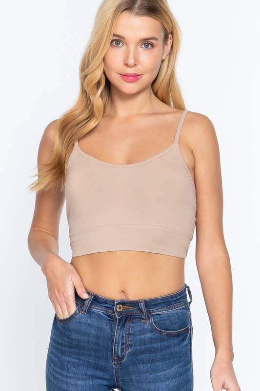Coconut Taupe Round Neck Removable Bra Cup Twisted Back Cami Top