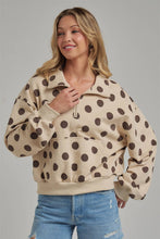 Oatmeal Coffee Polka Dot Half Zip Pullover