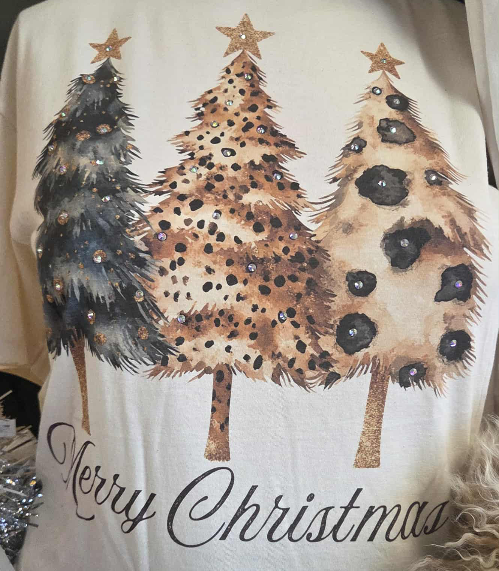 Natural Merry Christmas Cheetah Trees