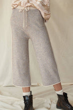 Lavender Solid Knit Cropped Drawstring Pocket Sweater Pants
