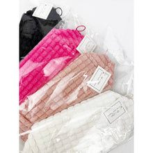 Pink Soft Puff Textured Light Weight Cosmetic Bag