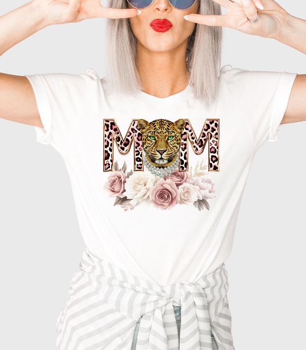 Natural Mom Cheetah Flowers Tee