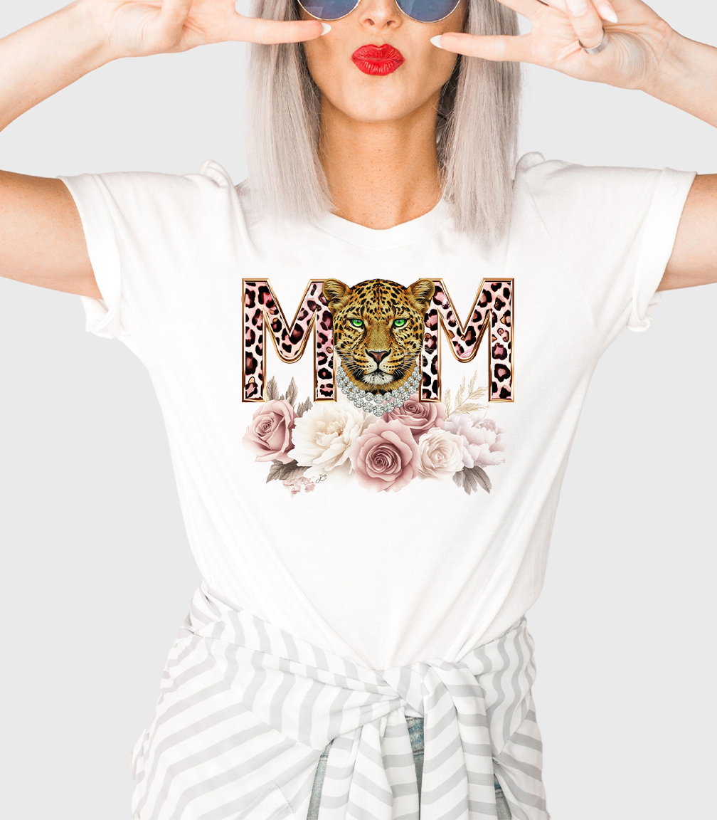 Natural Mom Cheetah Flowers Tee
