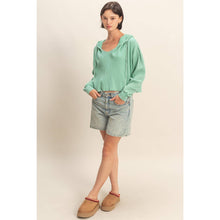 Emerald Mineral Washed Cropped Waffle Knit Hoodie