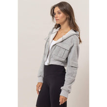 Heather Grey Fleece French Terry Cropped Jacket