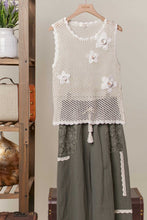Ivory Flower Accent Crochet Mello Vest