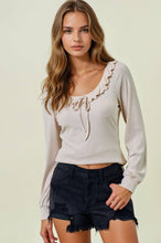 Light Beige Scoop Neck Ruffle Top