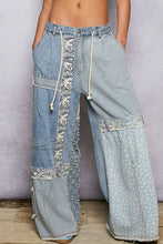 Denim Multi Lace-overlay waistband detail contrast denim woven POL pants