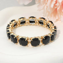 Pink Round Stone Cluster Beaded Stretch Evening Bracelet