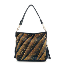 Gold Beautifully Unique Rhinestone Pattern Crossbody Hobo