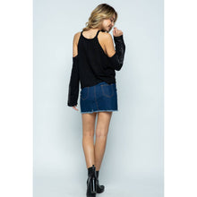 Black Cold Shoulder Long Sleeve Crop Top