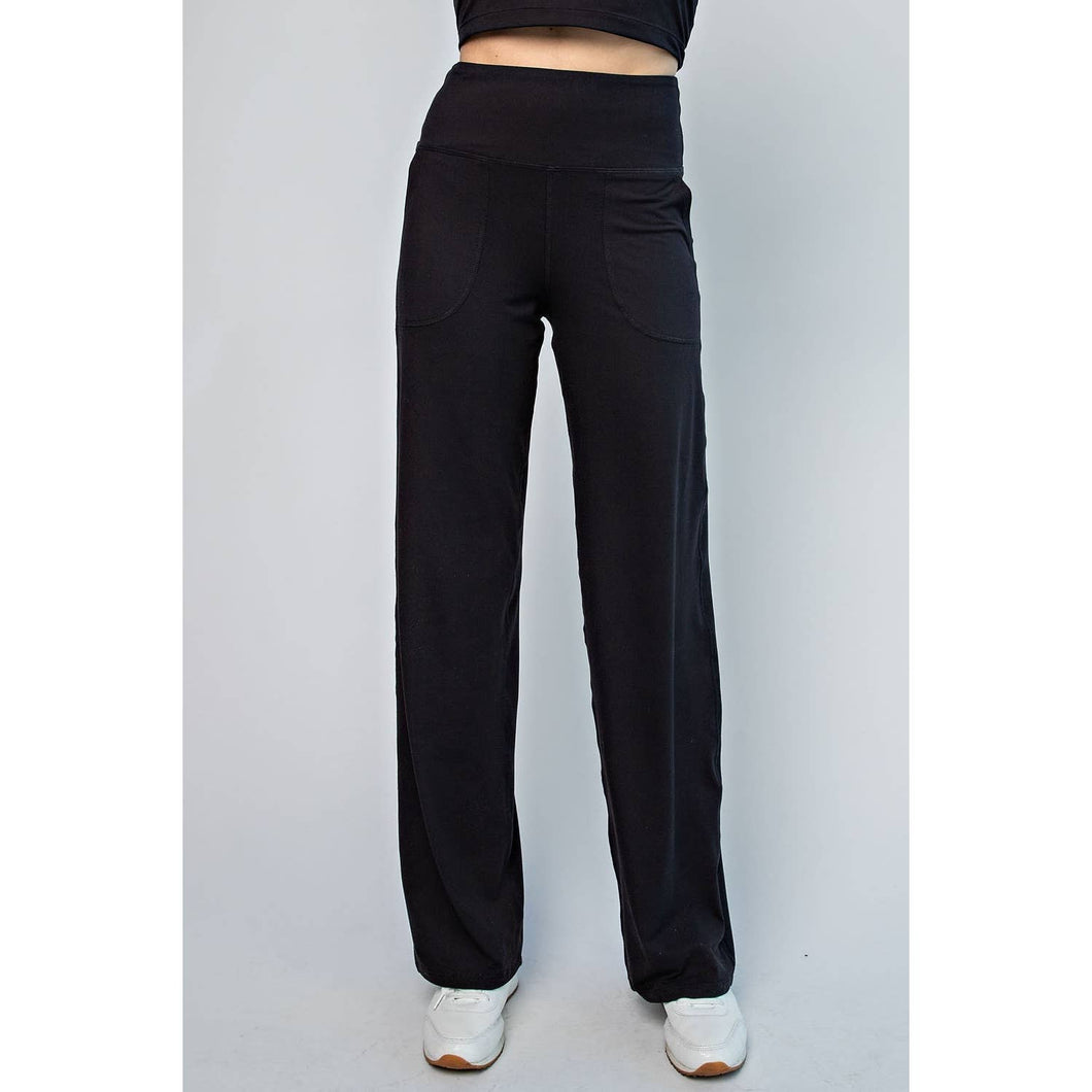 Black Soft Striaght Casual Rae Mode Yoga Pants