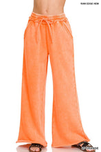 Deep Camel Acid Wash Fleece Palazzo Sweatpants With Pockets