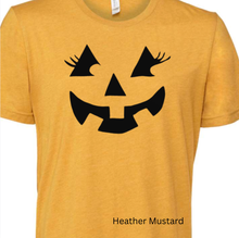 Autumn Pumpkin Face with Eyelashes Bella Canvas Tee