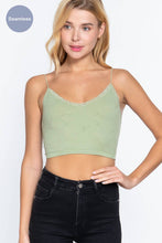 Black V-neck with Lace Trim Floral Jacquard Seamless Crop