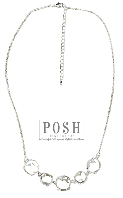 Chain necklace with round stones: Silver