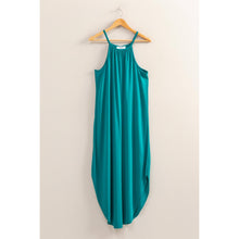 Teal Halter Neck Asymmetrical Midi Dress