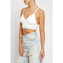 White Lace Trim Knit Bralette