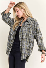 Green Burnout Plaid Washed-Look Shirt