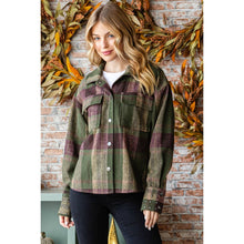 Olive Plaid Stud Cuff Shirt Veveret Jacket