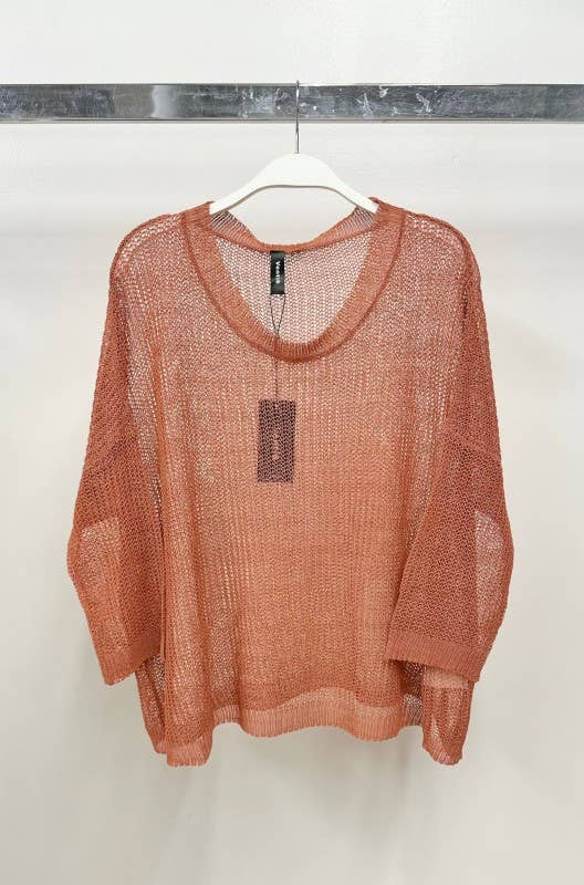Rust Lightweight Open Knit Venti Sweater
