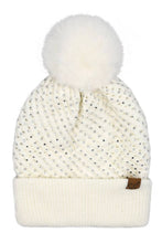 C.C Allover Rhinestone Pom Beanie: Gray
