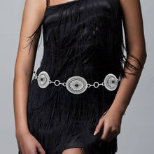 Black Boho Vintage Western Turquoise Stone Concho Chain Belt