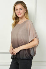 Stone Brown Ombre Glitter Chiffon Ponch Blouse