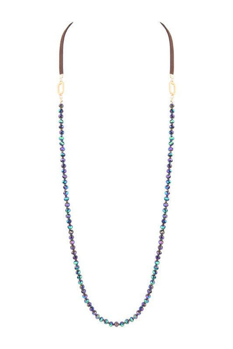 Long Crystal Leatherette Necklaces