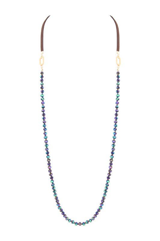Long Crystal Leatherette Necklaces
