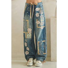 Denim Washed Block Patched Oli+Hali Pants