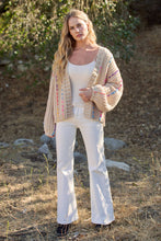 Ivory Multicolor Stitch Knit Cardigan