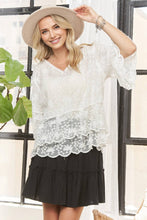 White Quarter Bell Sleeve Lace Blouse