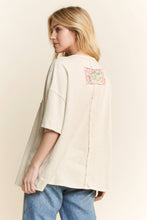 Natural Mineral Washed Floral Flower Patched Tshirt