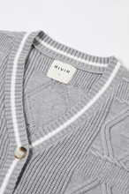 Grey Denim Knit Sweater with Denim Contrast