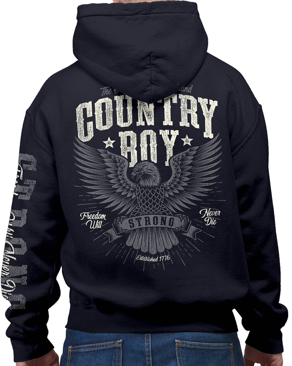 Country Boy® Strong Eagle Men's Hoodie: Black / LG